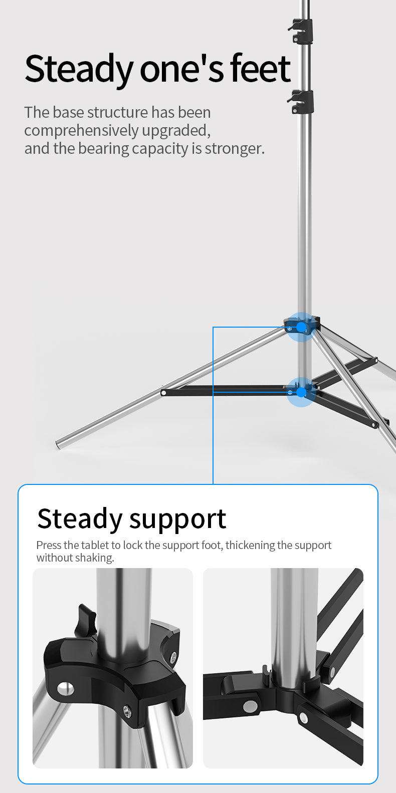حامل الستانلس ستيل خفيف الوزن بطول 2.8 متر – 2.8m Stainless Steel Lightweight Light & Camera Stand