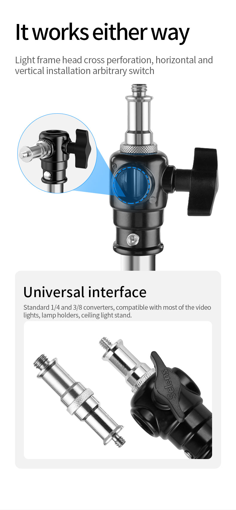حامل الستانلس ستيل خفيف الوزن بطول 2.8 متر – 2.8m Stainless Steel Lightweight Light & Camera Stand