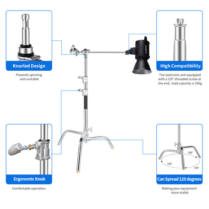 حامل C-Stand 20 إنش مع ذراع ومشبك – 20" C-Stand with Grip Head & Arm