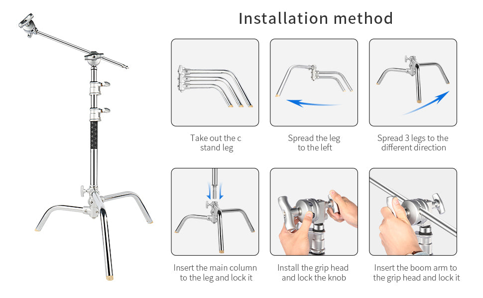 حامل C-Stand 20 إنش مع ذراع ومشبك – 20" C-Stand with Grip Head & Arm