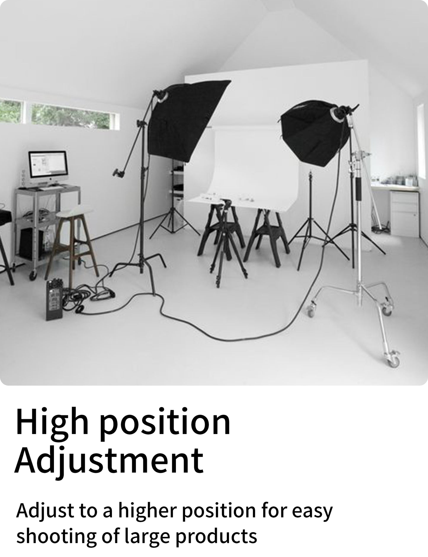 حامل C-Stand من الستانلس ستيل مع ذراع ومشبك – Stainless Steel C-Stand with Grip Head & Arm