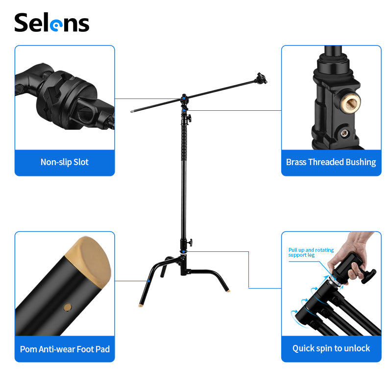 حامل C-Stand بطول 40 إنش مع ذراع وقاعدة سريعة الفك – 40" C-Stand with Arm & Quick Release Base