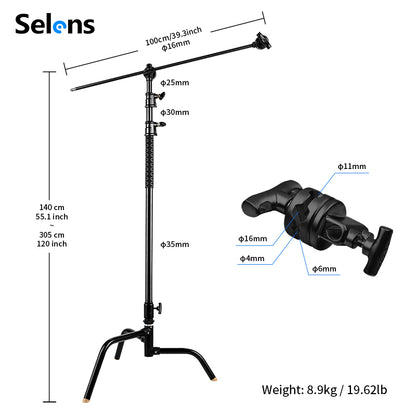 حامل C-Stand بطول 40 إنش مع ذراع وقاعدة سريعة الفك – 40" C-Stand with Arm & Quick Release Base