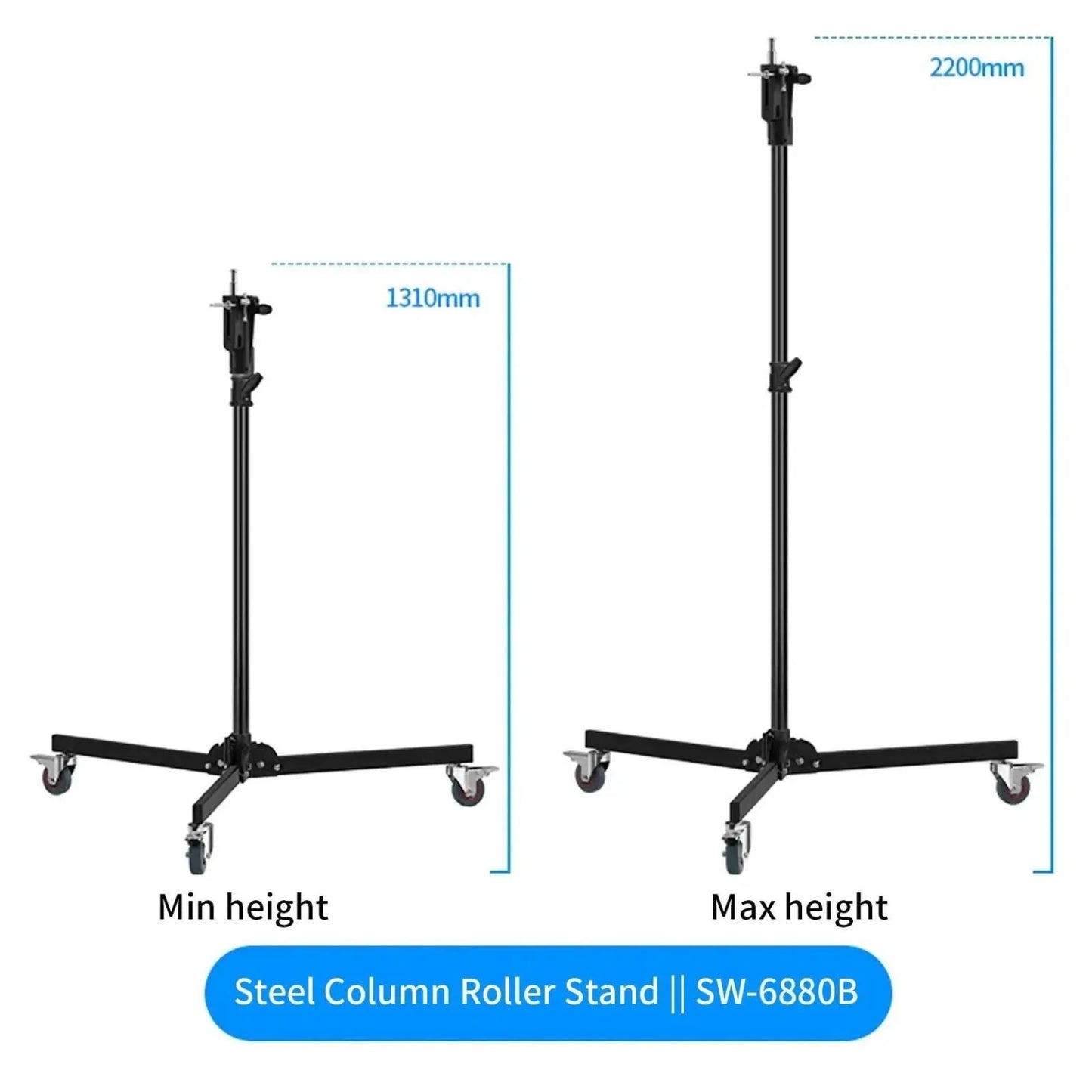 حامل عمود متحرك بقاعدة رولر من الفولاذ بطول 2.2 متر – 2.2m Steel Column Roller Stand