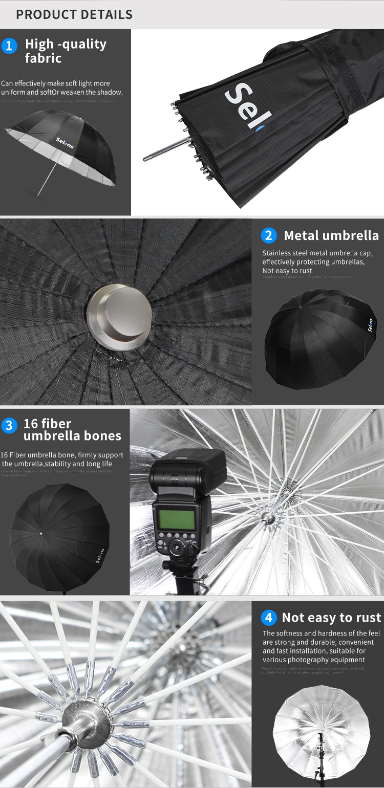 مظلة  فضية عاكسة | Umbrella Deep Silver Reflective U41-R 105 cm