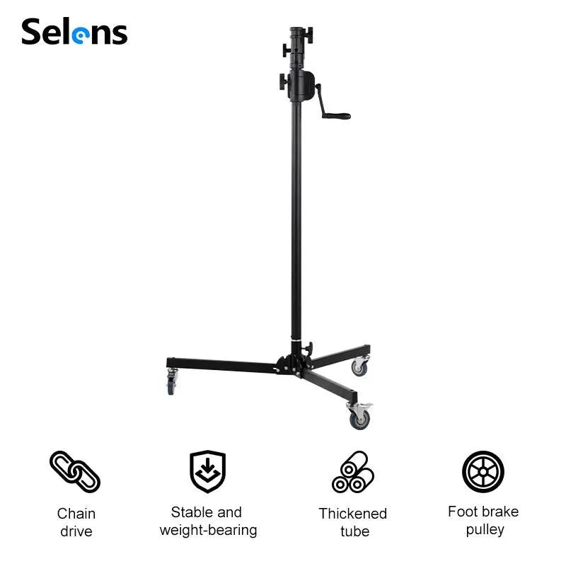 حامل إضاءة بعجلات مع آلية رفع يدوية – Wind-Up Roller Stand