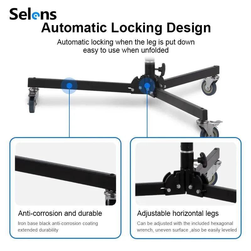 حامل إضاءة بعجلات مع آلية رفع يدوية – Wind-Up Roller Stand