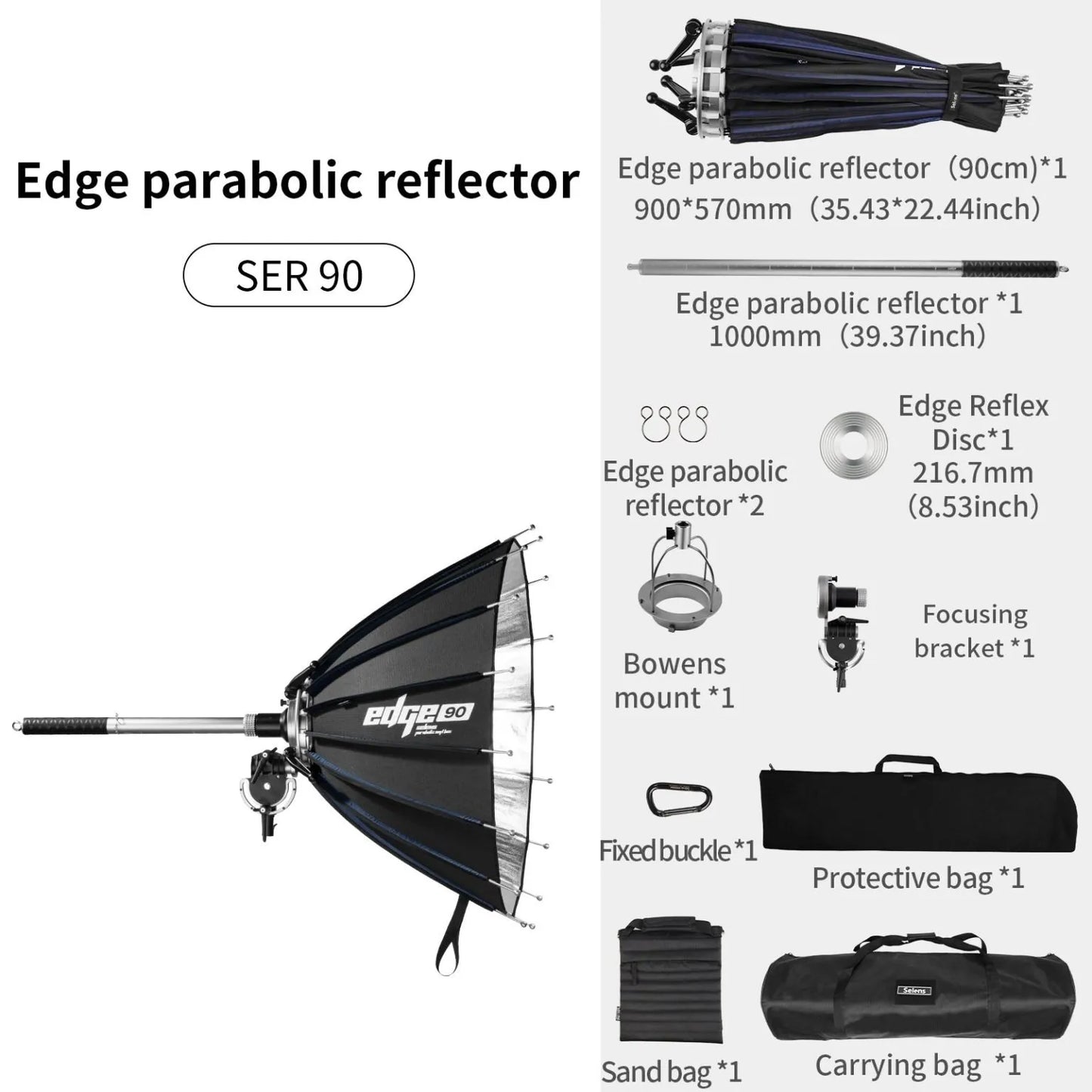 SER90 Edge Parabolic Reflector Kit – مجموعه العاكس البارابوليكي الحاد SER90